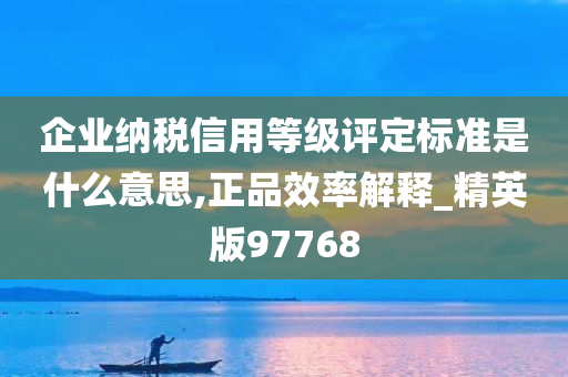 企业纳税信用等级评定标准是什么意思,正品效率解释_精英版97768