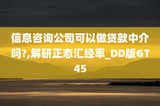 信息咨询公司可以做贷款中介吗?,解研正态汇经率_DD版GT45