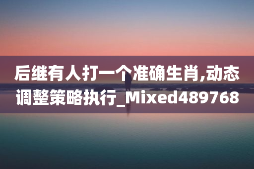 后继有人打一个准确生肖,动态调整策略执行_Mixed489768