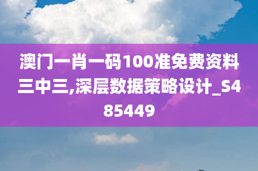 澳门一肖一码100准免费资料三中三,深层数据策略设计_S485449